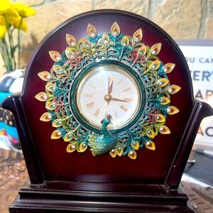 TABLE CLOCK PEACOCK